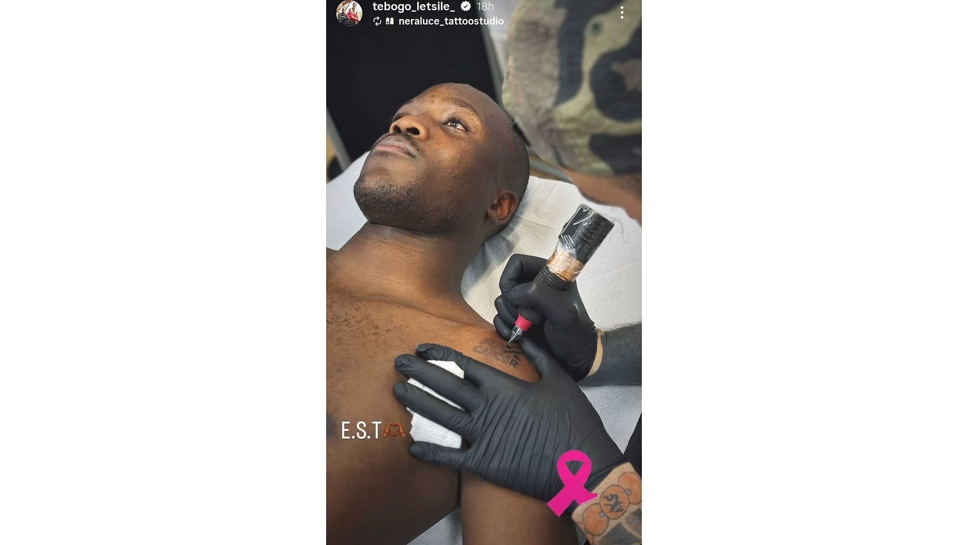 Glimpses of Tebogo's tattoo on his story (Image via: Tebogo's Instagram)